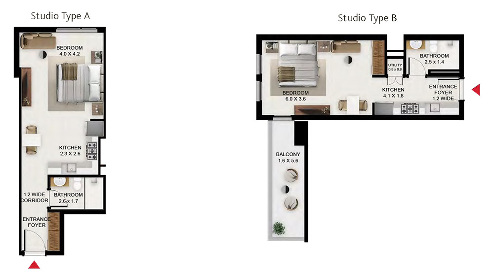 South Garden Wasl Gate Dubai Studio Apartment Floor Plan